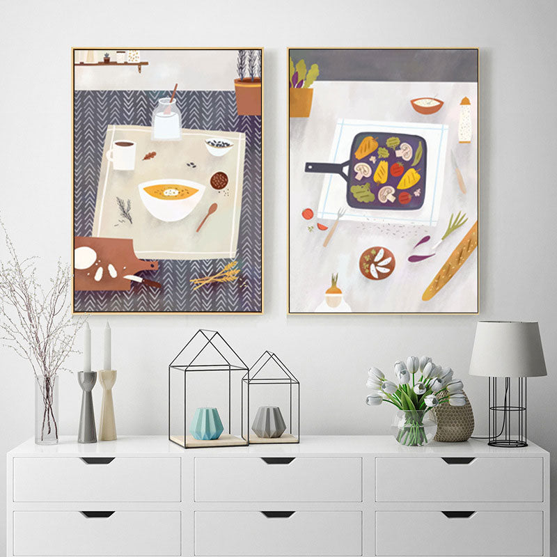 Colorful Cooking Canvas Art Print Diet Modernist Home Decor Paintings for Restaurant Yellow Clearhalo 'Art Gallery' 'Canvas Art' 'Contemporary Art Gallery' 'Modern' Arts' 1690389