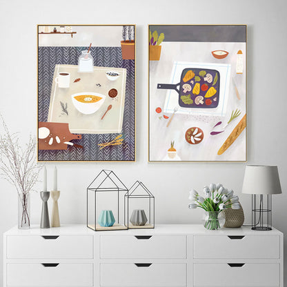 Colorful Cooking Canvas Art Print Diet Modernist Home Decor Paintings for Restaurant Yellow Clearhalo 'Art Gallery' 'Canvas Art' 'Contemporary Art Gallery' 'Modern' Arts' 1690389