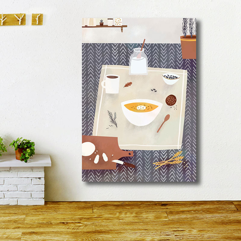 Colorful Cooking Canvas Art Print Diet Modernist Home Decor Paintings for Restaurant White Clearhalo 'Art Gallery' 'Canvas Art' 'Contemporary Art Gallery' 'Modern' Arts' 1690396