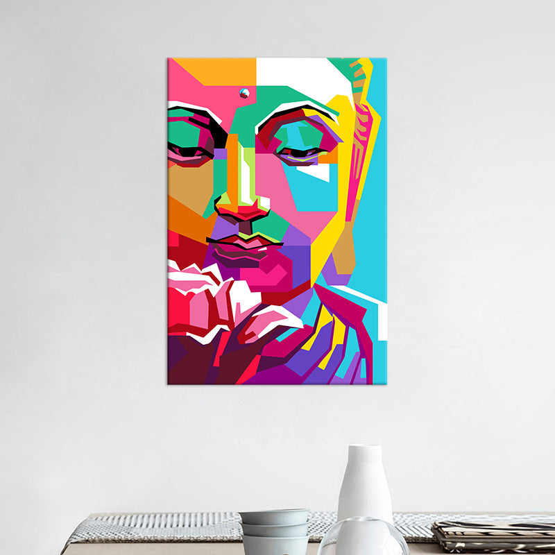 Buddha Wall Art Decor Mid-Century Decorative for Living Room Wrapped Canvas in Multicolored Clearhalo 'Arts' 'Canvas Art' 1690412