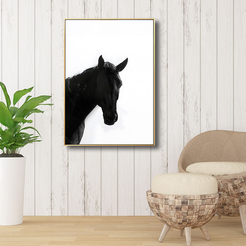 Canvas Black Wall Art Print Tropical Horse Wrapped Canvas, Multiple Size Available Black Clearhalo 'Art Gallery' 'Canvas Art' 'Kids' Arts' 1690439