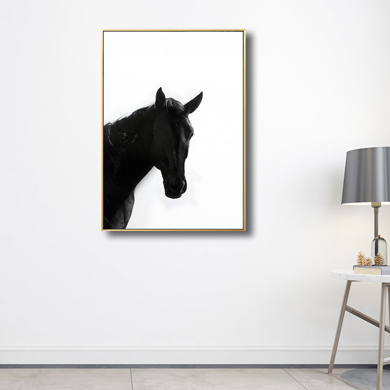 Canvas Black Wall Art Print Tropical Horse Wrapped Canvas, Multiple Size Available Clearhalo 'Art Gallery' 'Canvas Art' 'Kids' Arts' 1690440