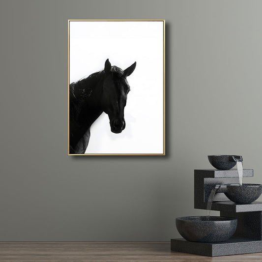 Canvas Black Wall Art Print Tropical Horse Wrapped Canvas, Multiple Size Available Clearhalo 'Art Gallery' 'Canvas Art' 'Kids' Arts' 1690441