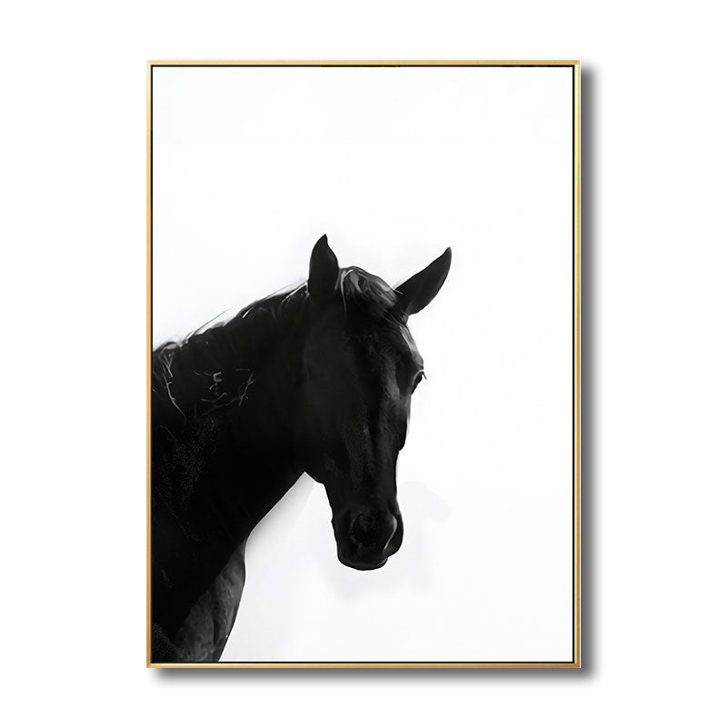 Canvas Black Wall Art Print Tropical Horse Wrapped Canvas, Multiple Size Available Clearhalo 'Art Gallery' 'Canvas Art' 'Kids' Arts' 1690442