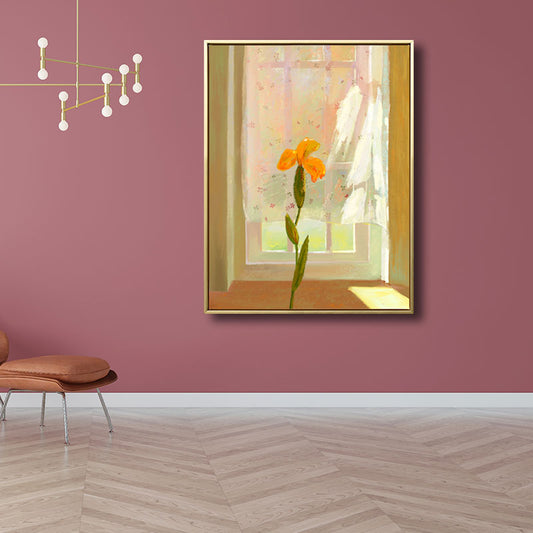 Flower and Window Wall Decor in Pastel Color Nordic Style Canvas for Living Room Clearhalo 'Arts' 'Canvas Art' 1690448