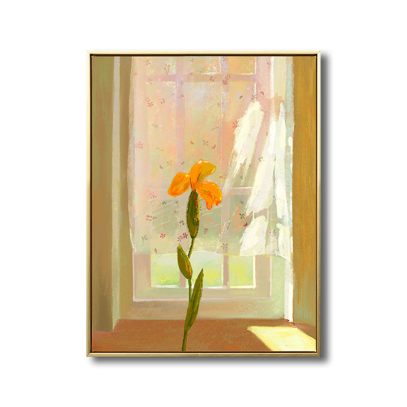 Flower and Window Wall Decor in Pastel Color Nordic Style Canvas for Living Room Clearhalo 'Arts' 'Canvas Art' 1690449