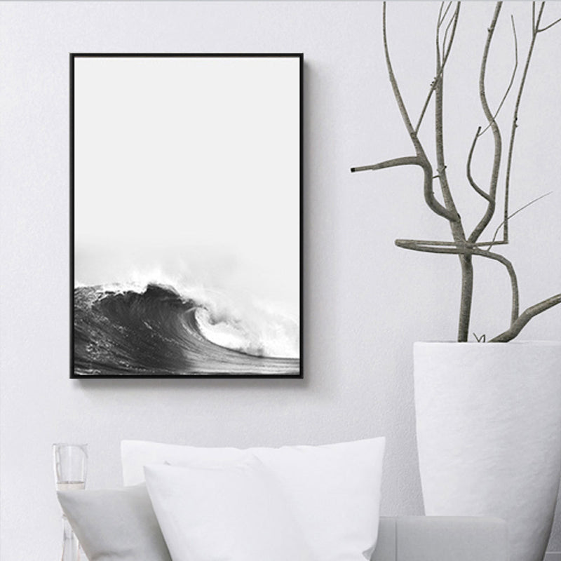 Modernist Canvas Print Grey Sea Wave Wall Art Decor for Guest Room, Multiple Size Options Clearhalo 'Art Gallery' 'Canvas Art' 'Contemporary Art Gallery' 'Modern' Arts' 1690477