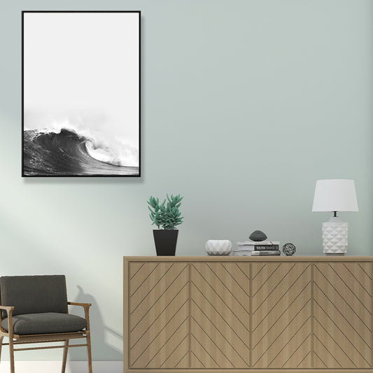 Modernist Canvas Print Grey Sea Wave Wall Art Decor for Guest Room, Multiple Size Options Clearhalo 'Art Gallery' 'Canvas Art' 'Contemporary Art Gallery' 'Modern' Arts' 1690478