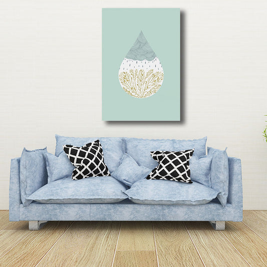White Raindrop and Plant Canvas Decorative Nordic for Drawing Room Wall Art Decor Clearhalo 'Arts' 'Canvas Art' 1690530