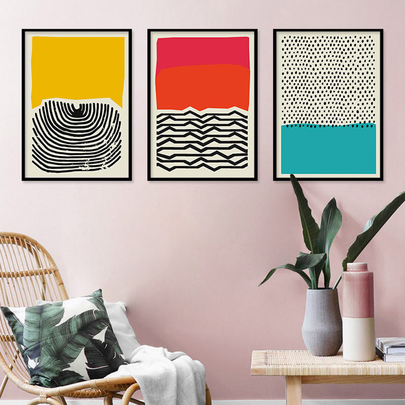 Scandinavian Geometric Canvas Light Color Wall Art Decor for Parlor, Multiple Size Options Yellow Clearhalo 'Arts' 'Canvas Art' 1690535