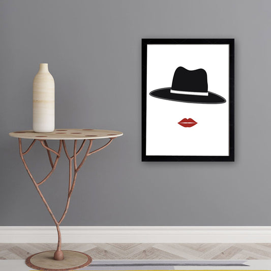 Victorian Wall Decor Black Hat and Lip Canvas Print for Sleeping Room, Multiple Size Options Clearhalo 'Arts' 'Canvas Art' 1690559