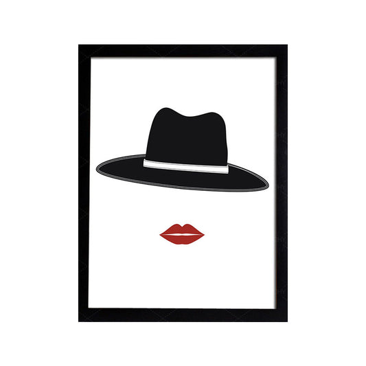 Victorian Wall Decor Black Hat and Lip Canvas Print for Sleeping Room, Multiple Size Options Clearhalo 'Arts' 'Canvas Art' 1690560