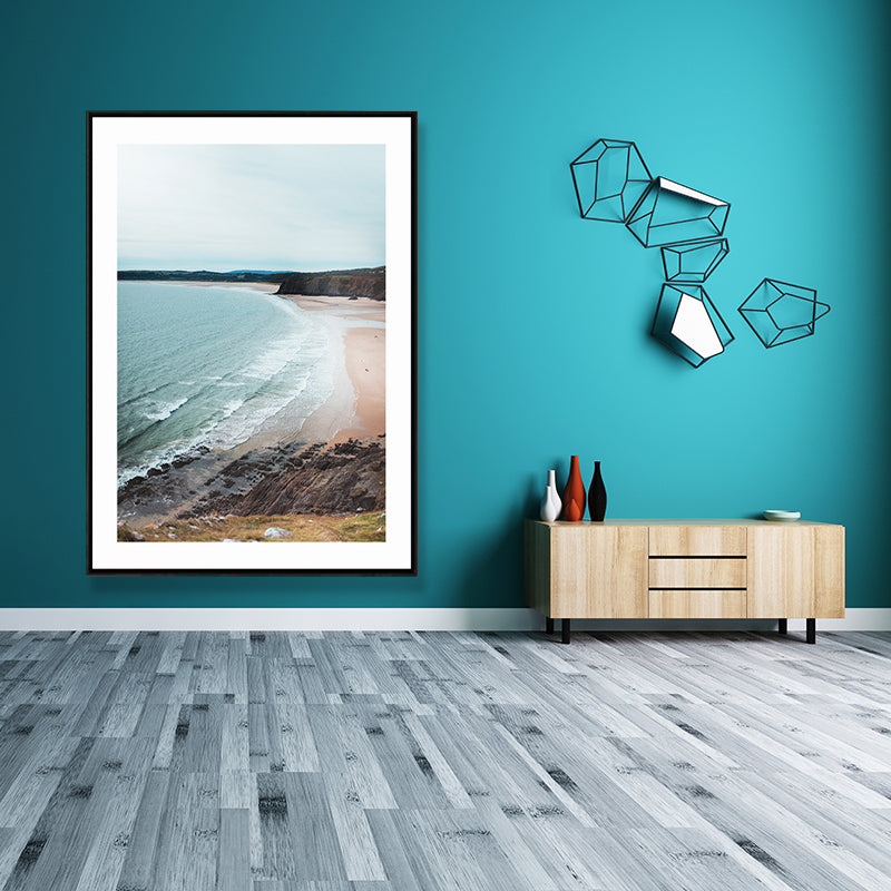 Natural Scenery Wall Art Coastal Textured Wrapped Canvas in Light Color for Parlor Blue Clearhalo 'Art Gallery' 'Canvas Art' 'Coastal Art Gallery' 'Nautical' Arts' 1690619