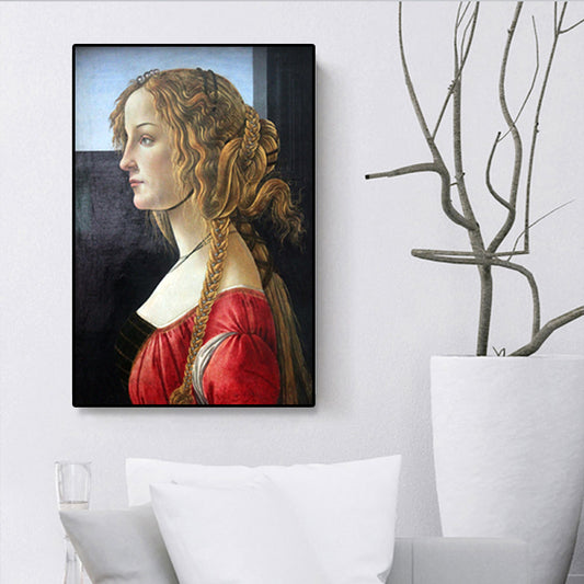 Vintage Style Teenagers Painting Europe Maiden Image in Light Color Wall Art Decor Clearhalo 'Arts' 'Canvas Art' 1690642