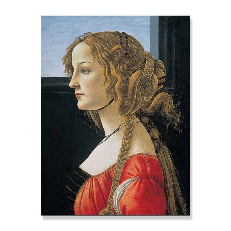 Vintage Style Teenagers Painting Europe Maiden Image in Light Color Wall Art Decor Clearhalo 'Arts' 'Canvas Art' 1690643