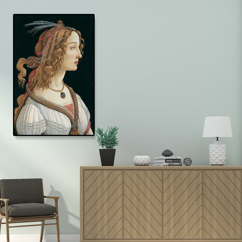 Vintage Style Teenagers Painting Europe Maiden Image in Light Color Wall Art Decor White Clearhalo 'Arts' 'Canvas Art' 1690647