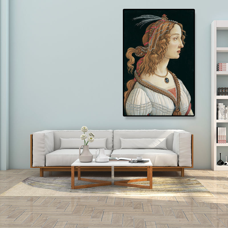Vintage Style Teenagers Painting Europe Maiden Image in Light Color Wall Art Decor Clearhalo 'Arts' 'Canvas Art' 1690648