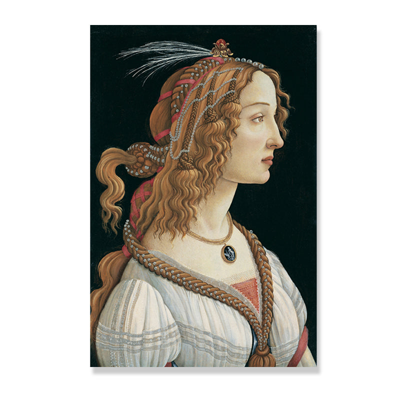 Vintage Style Teenagers Painting Europe Maiden Image in Light Color Wall Art Decor Clearhalo 'Arts' 'Canvas Art' 1690650