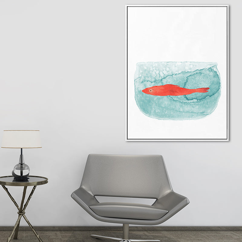 Cartoon Kids Art Print Fish in Aquarium Green Canvas for Living Room, Multiple Sizes Available Clearhalo 'Art Gallery' 'Canvas Art' 'Kids' Arts' 1690660