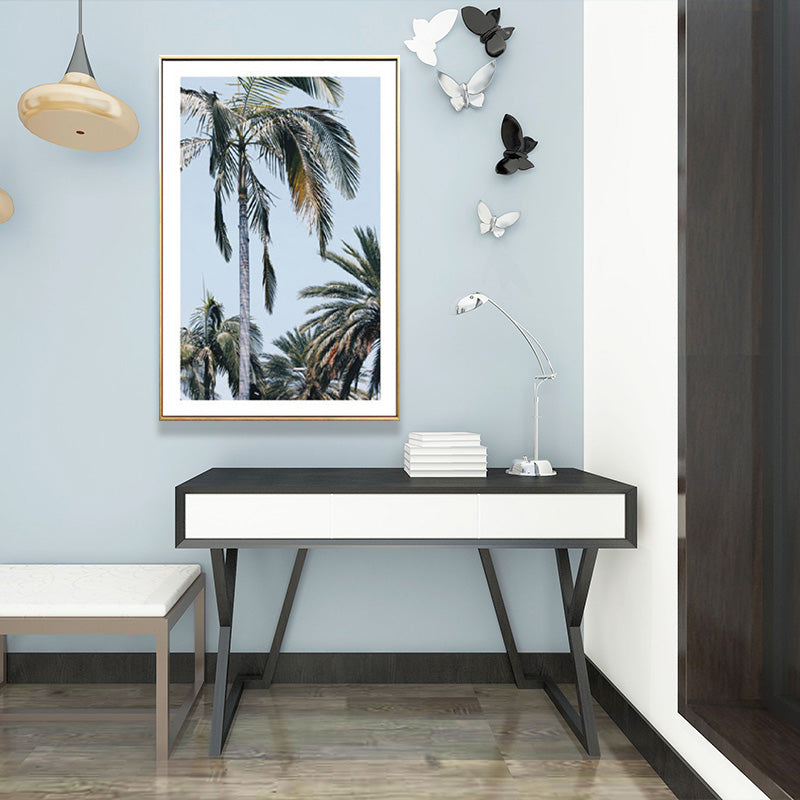 Green Coastal Canvas Wall Art Relaxing Palm Tree Paintings for Parlor, Multiple Sizes Clearhalo 'Art Gallery' 'Canvas Art' 'Coastal Art Gallery' 'Nautical' Arts' 1690696