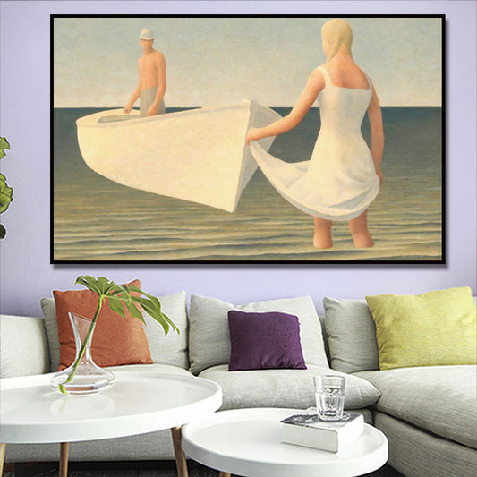 White Contemporary Canvas Boating Wall Art Print for Kitchen, Multiple Sizes Options White Clearhalo 'Art Gallery' 'Canvas Art' 'Contemporary Art Gallery' 'Modern' Arts' 1690701