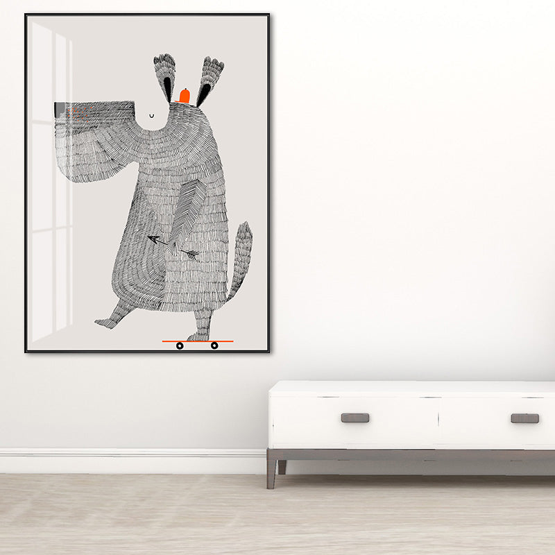 Children's Art Wild Animal Canvas Pastel Color Baby Bedroom Wall Decor, Multiple Sizes Available Grey Clearhalo 'Art Gallery' 'Canvas Art' 'Kids' Arts' 1690748
