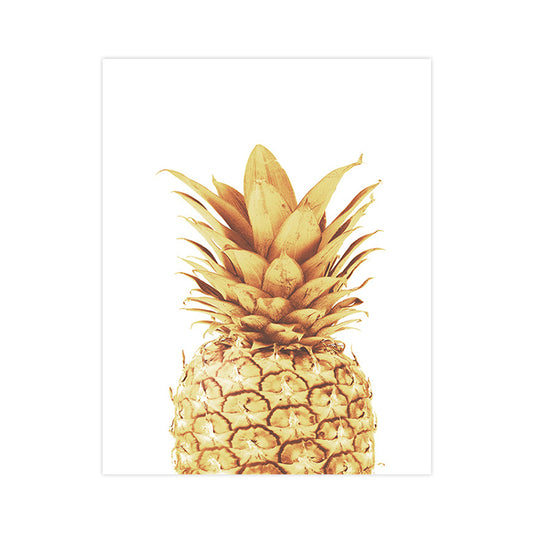 Gold Pineapple Wall Art Fruit Tropical Textured Canvas Print for Dining Room Clearhalo 'Art Gallery' 'Canvas Art' 'Coastal Art Gallery' 'Tropical' Arts' 1690776