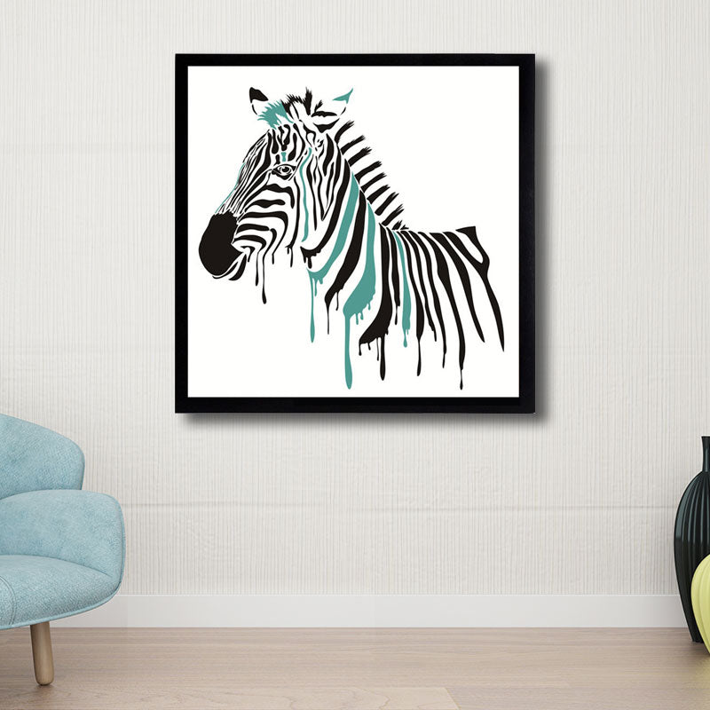 Zebra Canvas Wall Art Contemporary Decorative Sitting Room Painting in Multicolored Clearhalo 'Art Gallery' 'Canvas Art' 'Kids' Arts' 1690789