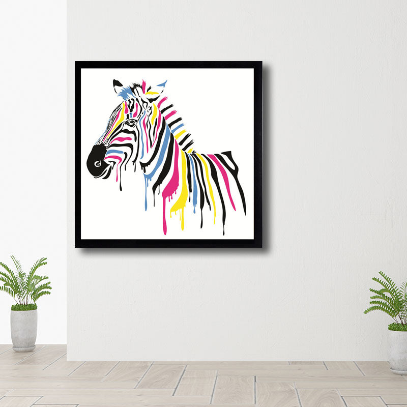 Zebra Canvas Wall Art Contemporary Decorative Sitting Room Painting in Multicolored Clearhalo 'Art Gallery' 'Canvas Art' 'Kids' Arts' 1690795