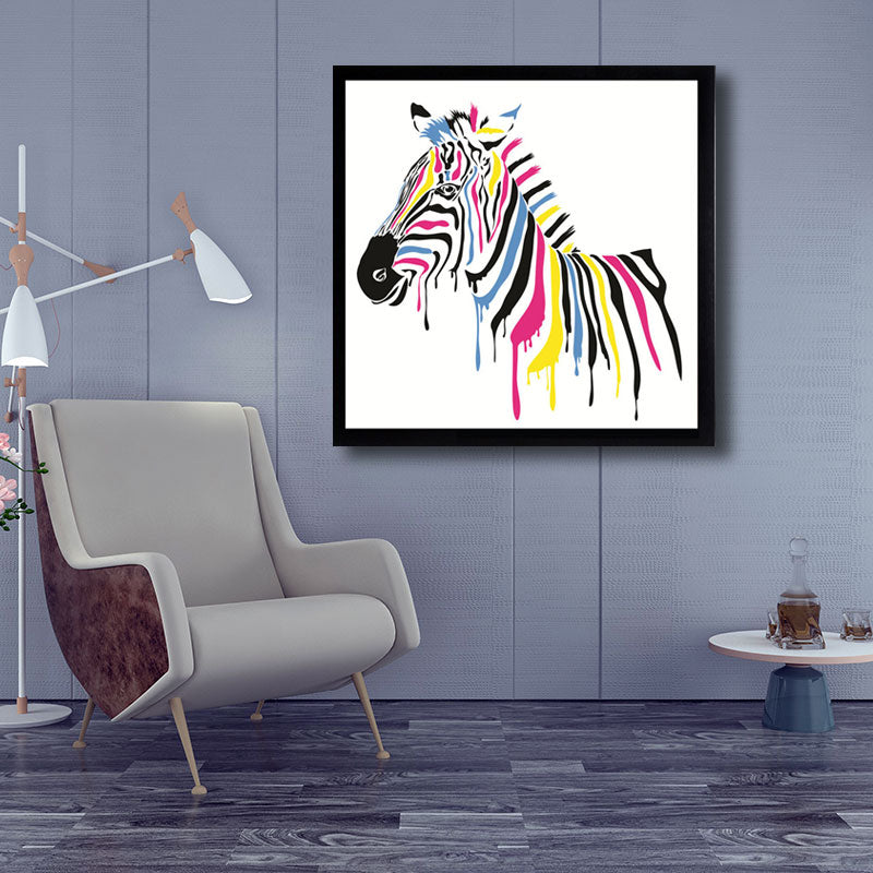 Zebra Canvas Wall Art Contemporary Decorative Sitting Room Painting in Multicolored Clearhalo 'Art Gallery' 'Canvas Art' 'Kids' Arts' 1690796