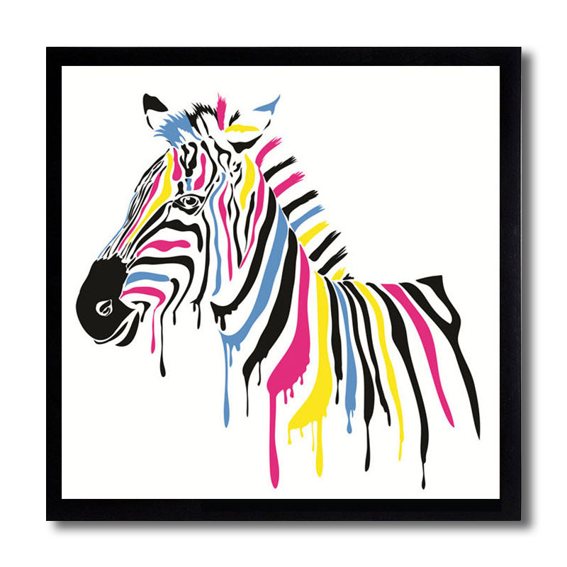Zebra Canvas Wall Art Contemporary Decorative Sitting Room Painting in Multicolored Clearhalo 'Art Gallery' 'Canvas Art' 'Kids' Arts' 1690797