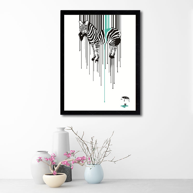 Zebra Canvas Wall Art Contemporary Decorative Sitting Room Painting in Multicolored Clearhalo 'Art Gallery' 'Canvas Art' 'Kids' Arts' 1690799