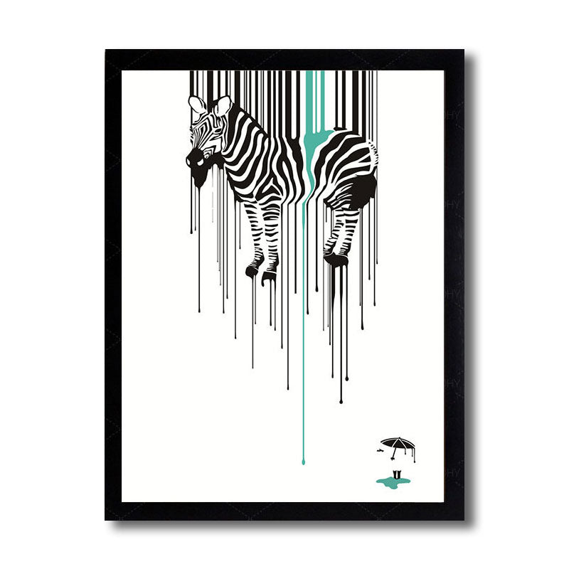 Zebra Canvas Wall Art Contemporary Decorative Sitting Room Painting in Multicolored Clearhalo 'Art Gallery' 'Canvas Art' 'Kids' Arts' 1690801