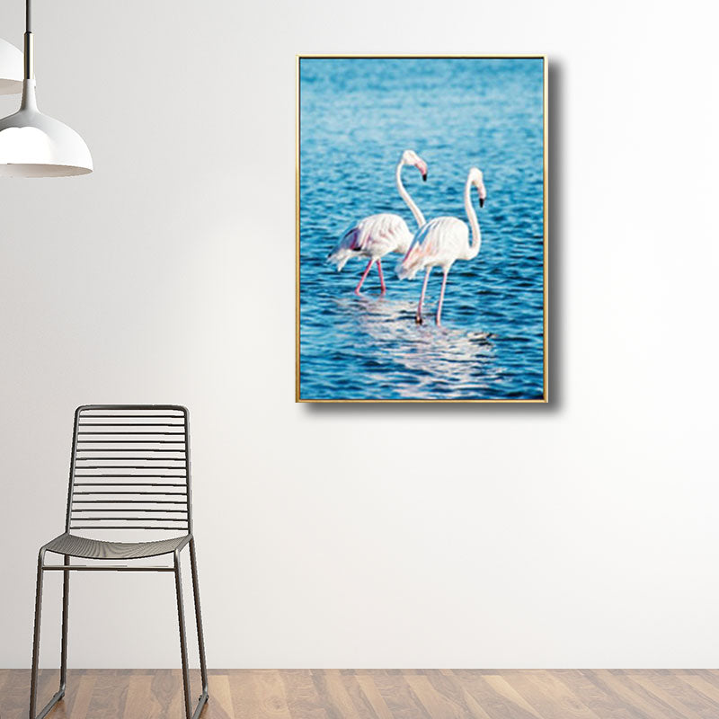 Flamingo Natural Wall Print Simplicity Textured Canvas Art in Blue for Guest Room Clearhalo 'Art Gallery' 'Canvas Art' 'Kids' Arts' 1690815