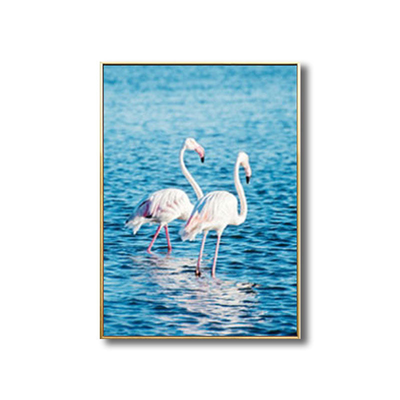 Flamingo Natural Wall Print Simplicity Textured Canvas Art in Blue for Guest Room Clearhalo 'Art Gallery' 'Canvas Art' 'Kids' Arts' 1690816