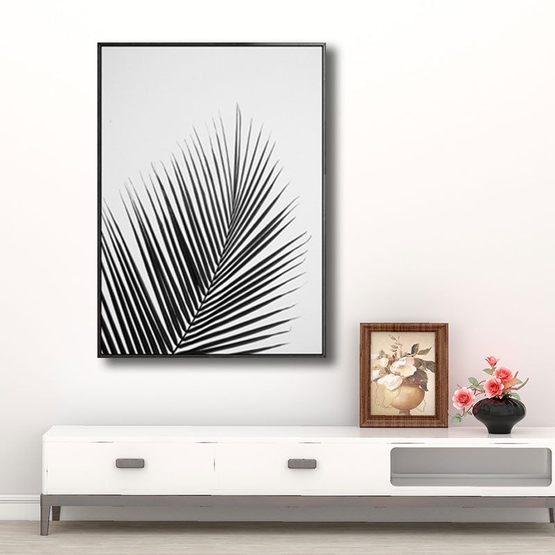 Palm Leave Wrapped Canvas for Living Room Plant Wall Art Print Black for Home Decor Clearhalo 'Art Gallery' 'Canvas Art' 'Contemporary Art Gallery' 'Modern' Arts' 1690846