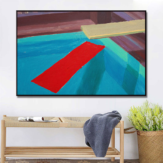 Textured Diving Platform Wall Decor Canvas Contemporary Style Painting for Living Room Blue Clearhalo 'Art Gallery' 'Canvas Art' 'Contemporary Art Gallery' 'Modern' Arts' 1690866