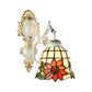 Bell Shade Tiffany Wall Lamp Stained Glass 1 Light Wall Sconce Lighting in White Clearhalo 'Industrial' 'Middle century wall lights' 'Tiffany wall lights' 'Tiffany' 'Wall Lamps & Sconces' 'Wall Lights' Lighting' 169091