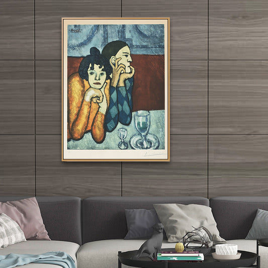 Cubism Pablo Picasso Painting Blue-Yellow Harlequin and His Companion Wall Art Clearhalo 'Arts' 'Canvas Art' 1690942