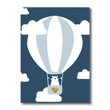 Cute Bear Wrapped Canvas Cartoon Decorative for Children Bedroom Wall Art Decor in Blue Clearhalo 'Art Gallery' 'Canvas Art' 'Kids' Arts' 1690972