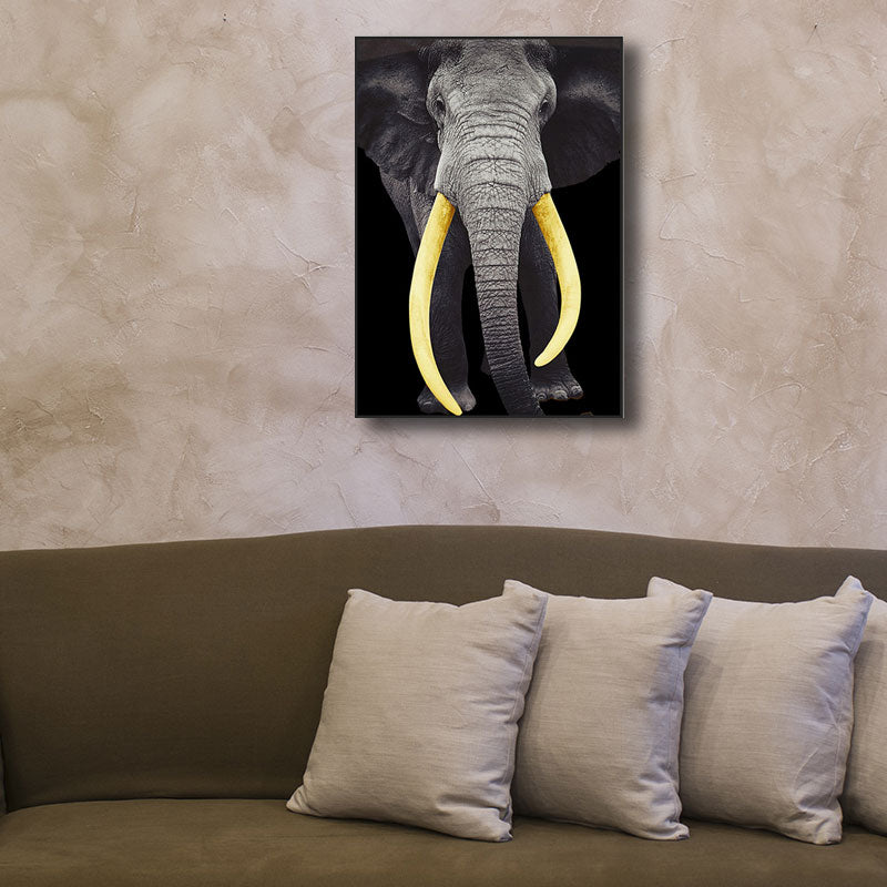 Wild Animal Canvas Print Modern Textured Wall Art Decor in Black, Multiple Sizes Clearhalo 'Art Gallery' 'Canvas Art' 'Kids' Arts' 1690982