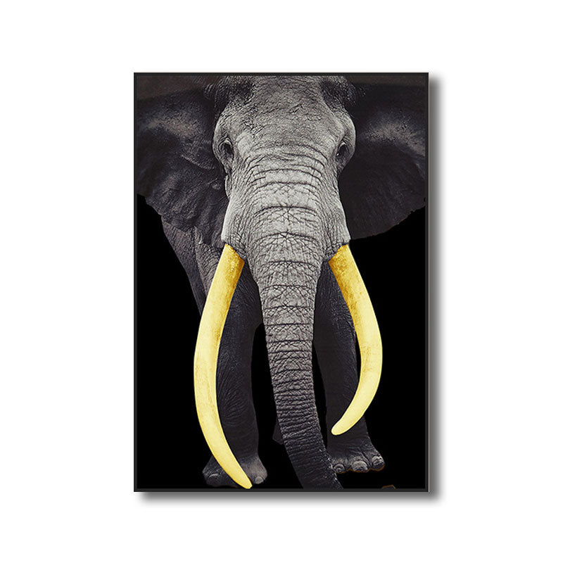 Wild Animal Canvas Print Modern Textured Wall Art Decor in Black, Multiple Sizes Clearhalo 'Art Gallery' 'Canvas Art' 'Kids' Arts' 1690983