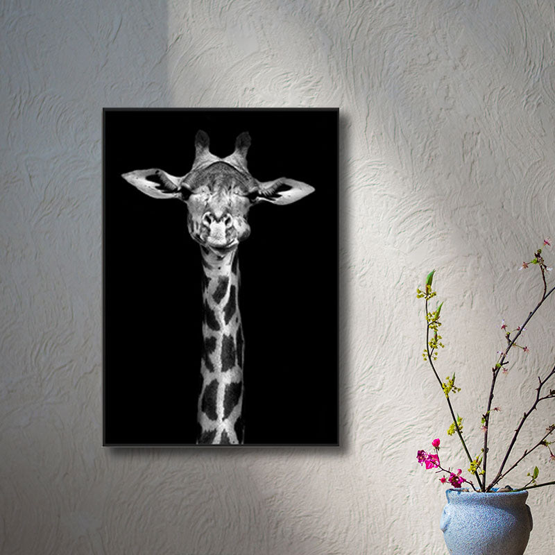 Wild Animal Canvas Print Modern Textured Wall Art Decor in Black, Multiple Sizes Clearhalo 'Art Gallery' 'Canvas Art' 'Kids' Arts' 1690989