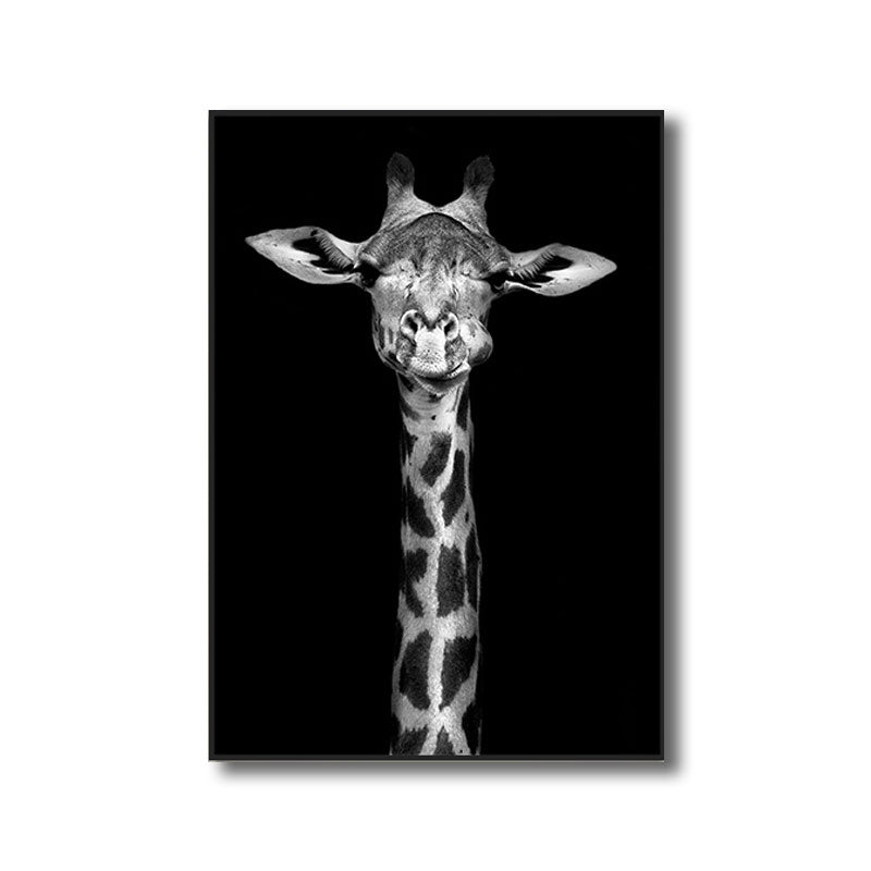 Wild Animal Canvas Print Modern Textured Wall Art Decor in Black, Multiple Sizes Clearhalo 'Art Gallery' 'Canvas Art' 'Kids' Arts' 1690990