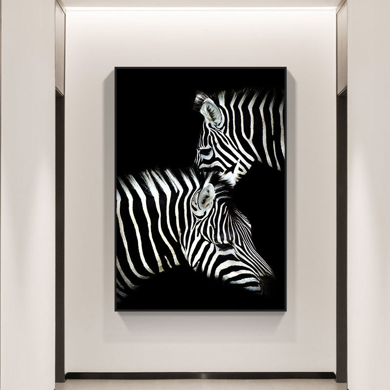 Wild Animal Canvas Print Modern Textured Wall Art Decor in Black, Multiple Sizes Black Design 2 Clearhalo 'Art Gallery' 'Canvas Art' 'Kids' Arts' 1690991
