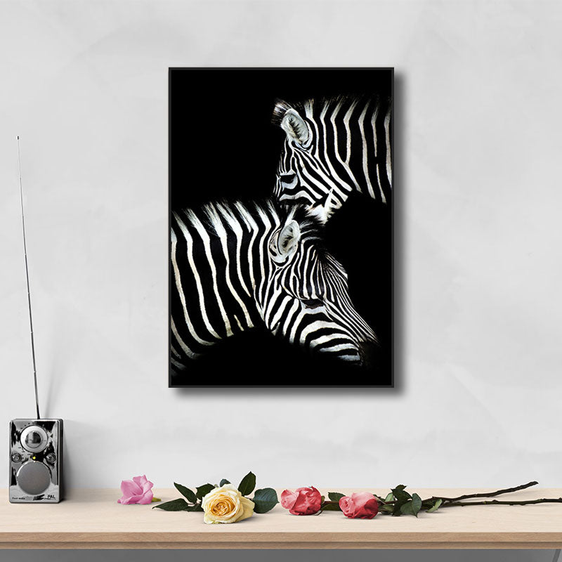Wild Animal Canvas Print Modern Textured Wall Art Decor in Black, Multiple Sizes Clearhalo 'Art Gallery' 'Canvas Art' 'Kids' Arts' 1690992