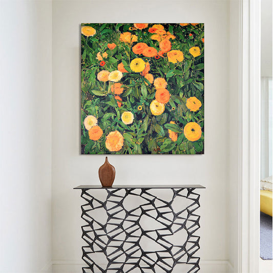 Contemporary Flower Blossom Painting in Orange Textured Wall Decor for Dining Room Clearhalo 'Art Gallery' 'Canvas Art' 'Contemporary Art Gallery' 'Modern' Arts' 1690996