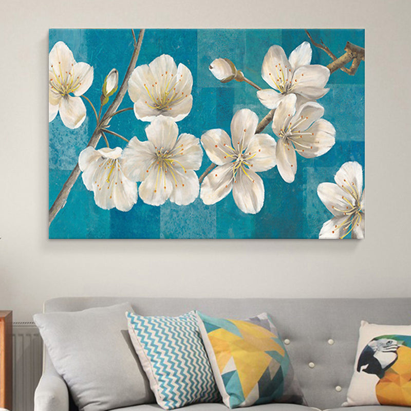 Blooming Flowers Painting White Canvas Wall Art for Girls Bedroom, Textured Clearhalo 'Art Gallery' 'Canvas Art' 'Traditional' Arts' 1691003