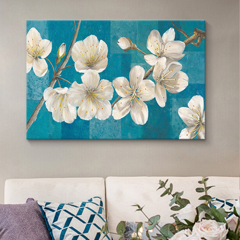 Blooming Flowers Painting White Canvas Wall Art for Girls Bedroom, Textured Clearhalo 'Art Gallery' 'Canvas Art' 'Traditional' Arts' 1691004