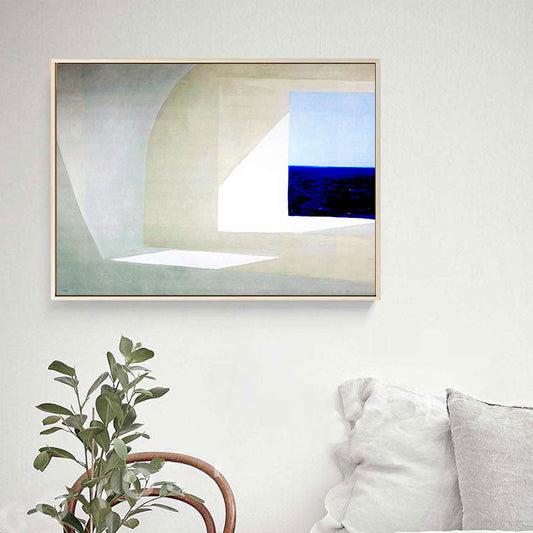 Minimalist Window Sunlight Painting Print Canvas Textured White Wall Art for Home White Clearhalo 'Art Gallery' 'Canvas Art' 'Contemporary Art Gallery' 'Modern' Arts' 1691016